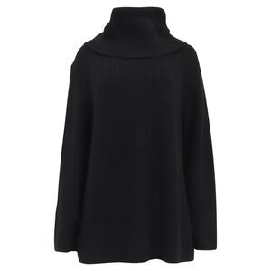 Chloé Oversized Long Turtleneck Sweater in Black Wool